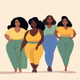 A group of curvy and confident women, showcasing body positivity and self-love