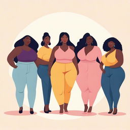 A group of curvy and confident women, showcasing body positivity and self-love