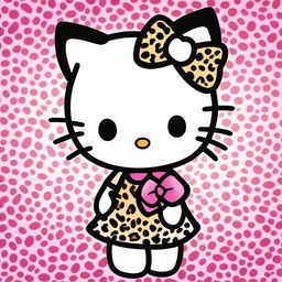 A cute Hello Kitty character featuring cheetah print elements