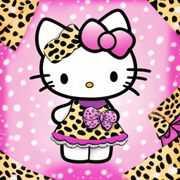 A cute Hello Kitty character featuring cheetah print elements