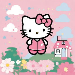 A classic Hello Kitty character, featuring her iconic bow and simple, cute design