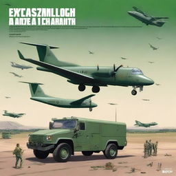 Create a cover for a manual detailing the logistics of a military maneuver by the Brazilian Air Force at Campo Grande Air Base