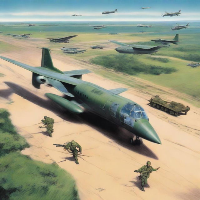 Create a cover for a manual detailing the logistics of a military maneuver by the Brazilian Air Force at Campo Grande Air Base