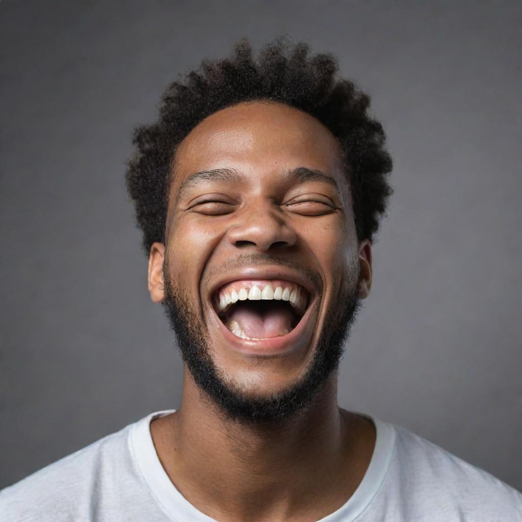 A person laughing heartily, visualized in PNG format