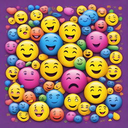 Create a vibrant and colorful poster featuring a variety of emojis and the text 'Wonderful on Wednesday'