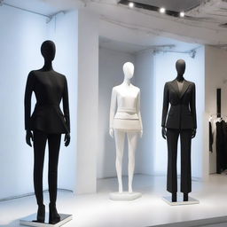 A modern art showroom displaying the latest in contemporary clothing designs