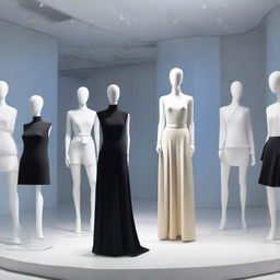 A modern art showroom displaying the latest in contemporary clothing designs