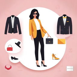 Create icons of stylish clothing, shoes, or a mannequin wearing fashionable outfits