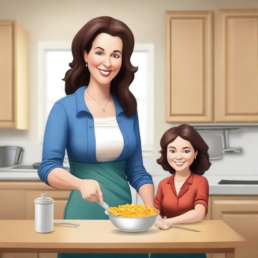 A realistic depiction of a stepmom, portrayed in a respectful and positive light