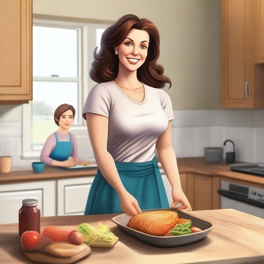 A realistic depiction of a stepmom, portrayed in a respectful and positive light