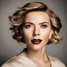 A high-quality portrait of Scarlett Johansson, capturing her elegance and beauty with a neutral background