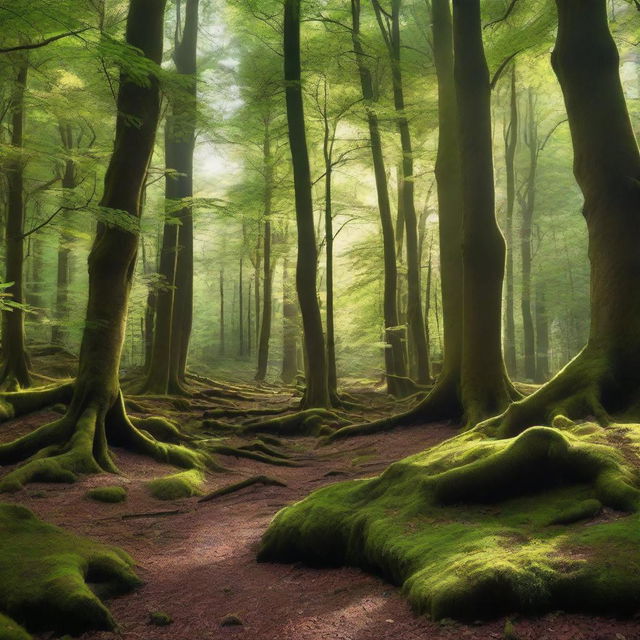 A high-definition image of a dense forest