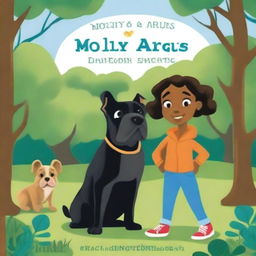 A captivating book cover for a children's book titled 'Molly and Argus: Mystery of Barkster Park