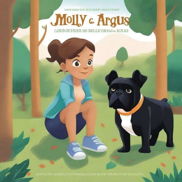 A captivating book cover for a children's book titled 'Molly and Argus: Mystery of Barkster Park