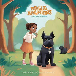 A captivating book cover for a children's book titled 'Molly and Argus: Mystery of Barkster Park