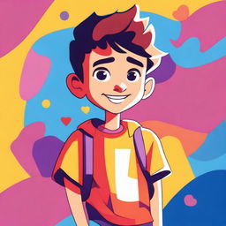 A cartoon-style image of a boy standing