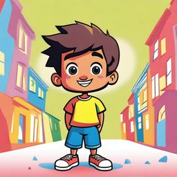 A cartoon-style image of a boy standing