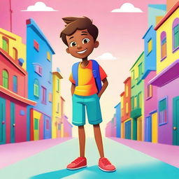 A cartoon-style image of a boy standing