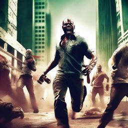 Create a high-resolution 1080 x 1920 image featuring a scene from the game Dead Trigger with zombies