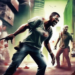 Create a high-resolution 1080 x 1920 image featuring a scene from the game Dead Trigger with zombies