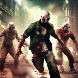 Create a detailed image featuring a scene from the game Dead Trigger with zombies