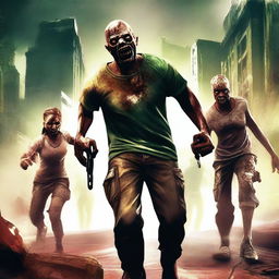 Create a detailed image featuring a scene from the game Dead Trigger with zombies