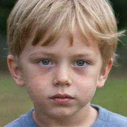 A little boy with dirty blonde hair and intriguing hazel eyes.