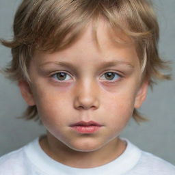 A little boy with dirty blonde hair and intriguing hazel eyes.