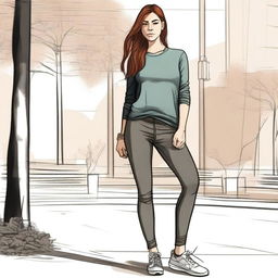 A detailed illustration of Laura Leon wearing leggings