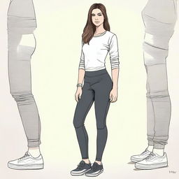 A detailed illustration of Laura Leon wearing leggings