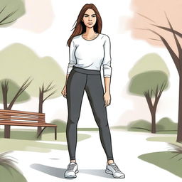 A detailed illustration of Laura Leon wearing leggings