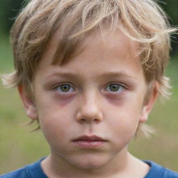 A little boy with dirty blonde hair and intriguing hazel eyes.