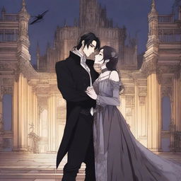 A romantic scene from a manhwa featuring a vampire prince and a human girl