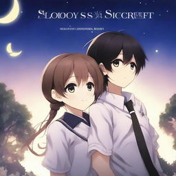 Create an anime light novel book cover titled 'Melody's of our Secret Heart'