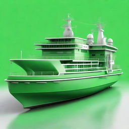 A green screen image of a crew ship