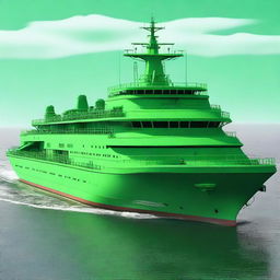 A green screen image of a crew ship