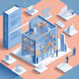 An illustration depicting the digital transformation in the construction of functional departments, portraying a blueprint towards a modern bureaucracy