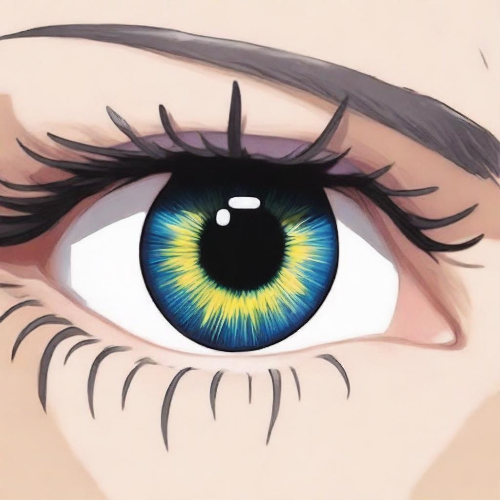 A close-up of beautiful anime-style eyes