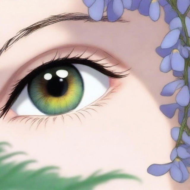 A close-up of beautiful anime-style eyes