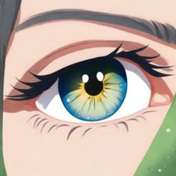 A close-up of beautiful anime-style eyes