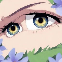 A close-up of beautiful anime-style eyes