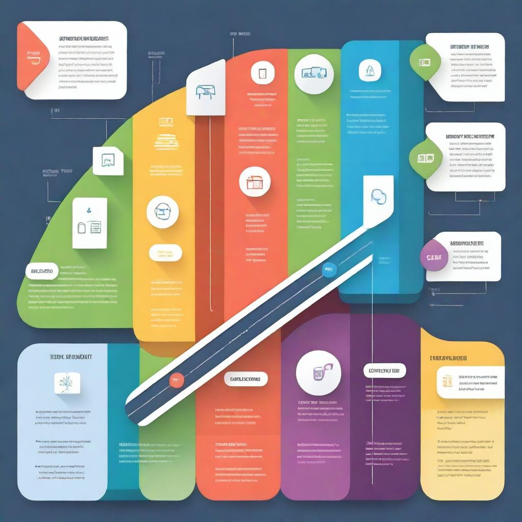 A detailed and colorful roadmap showing different stages of a project, with milestones, goals, and timelines