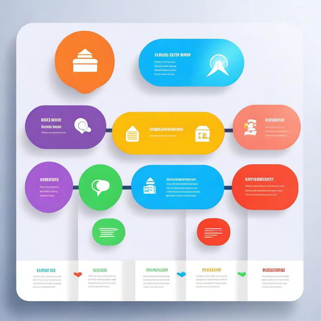 A detailed and colorful roadmap showing different stages of a project, with milestones, goals, and timelines