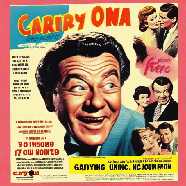 A movie poster for a British satirical film titled 'Carry-On Fucking' featuring Reg Varney