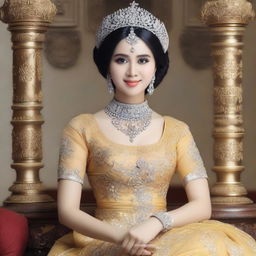 Gambar seorang putri raja yang cantik mengenakan gaun mewah