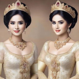 Gambar seorang putri raja yang cantik mengenakan gaun mewah