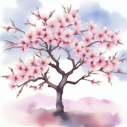 A beautiful watercolor painting of a cherry blossom tree in full bloom