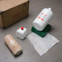 A carefully designated container housing a map gas canister for working with a sturdy quartz banger, bundled with a halved marble to serve as a guard against breakage.