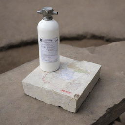 A carefully designated container housing a map gas canister for working with a sturdy quartz banger, bundled with a halved marble to serve as a guard against breakage.