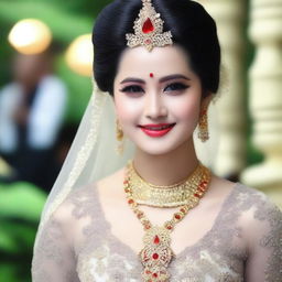 Gambar seorang putri raja yang cantik mengenakan gaun kerajaan dengan bagian dada yang terlihat setengah terbuka